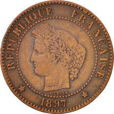 France, Cérès, 2 Centimes, 1897, Paris, VF(30-35), Bronze, KM:827.1