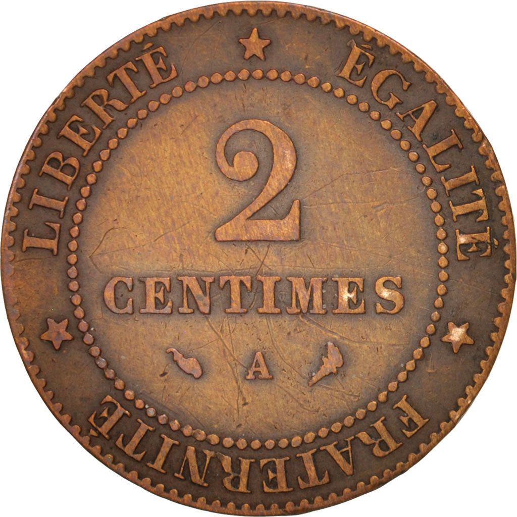 France, Cérès, 2 Centimes, 1897, Paris, VF(30-35), Bronze, KM:827.1