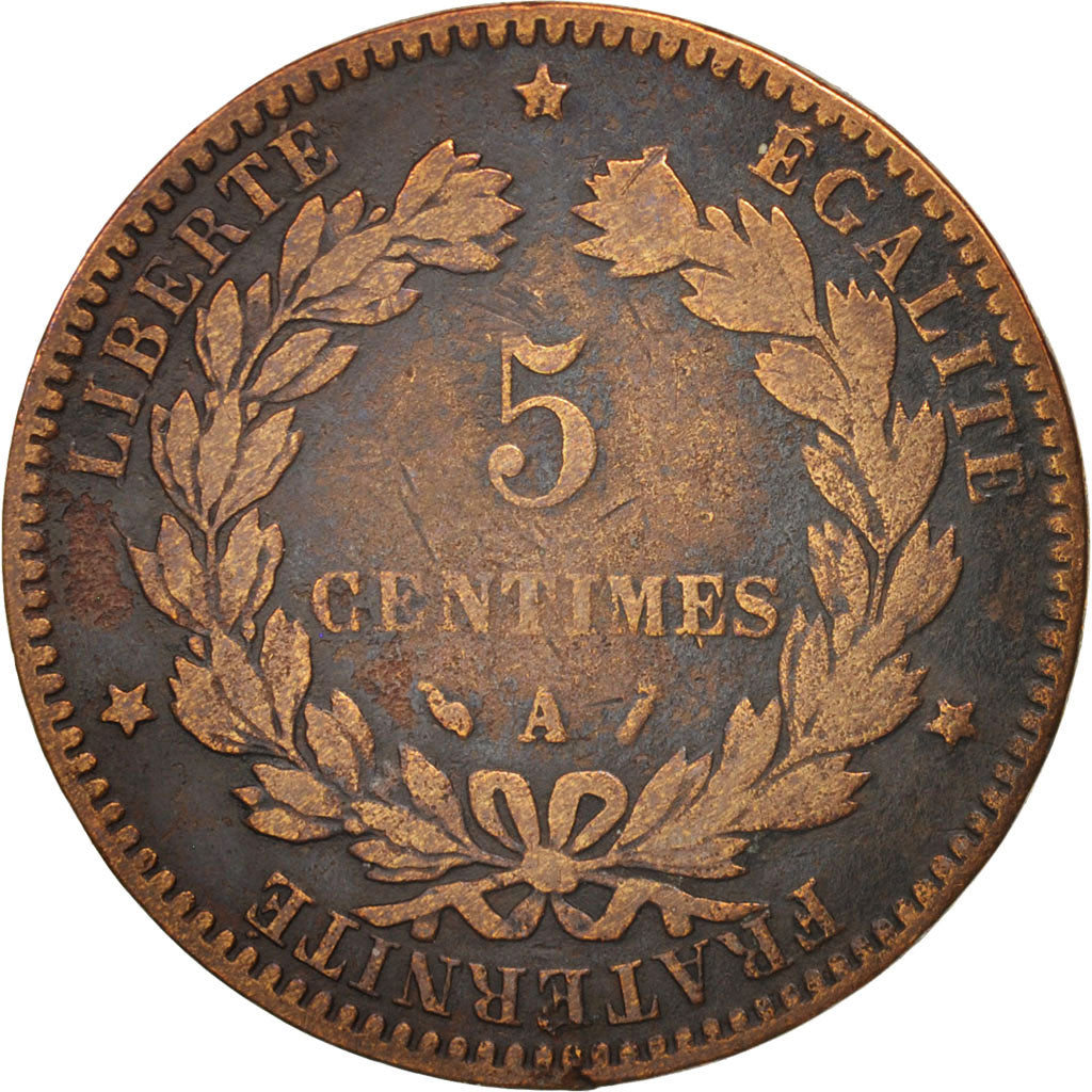 Moneta, Francia, Cérès, 5 Centimes, 1896, Paris, MB+, Bronzo, KM:821.1