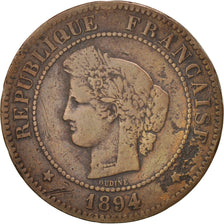 Monnaie, France, Cérès, 5 Centimes, 1894, Paris, TB, Bronze, KM:821.1