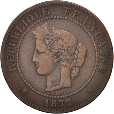 Moneta, Francia, Cérès, 5 Centimes, 1872, Paris, MB+, Bronzo, KM:821.1