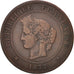 Moneta, Francia, Cérès, 5 Centimes, 1872, Paris, MB+, Bronzo, KM:821.1