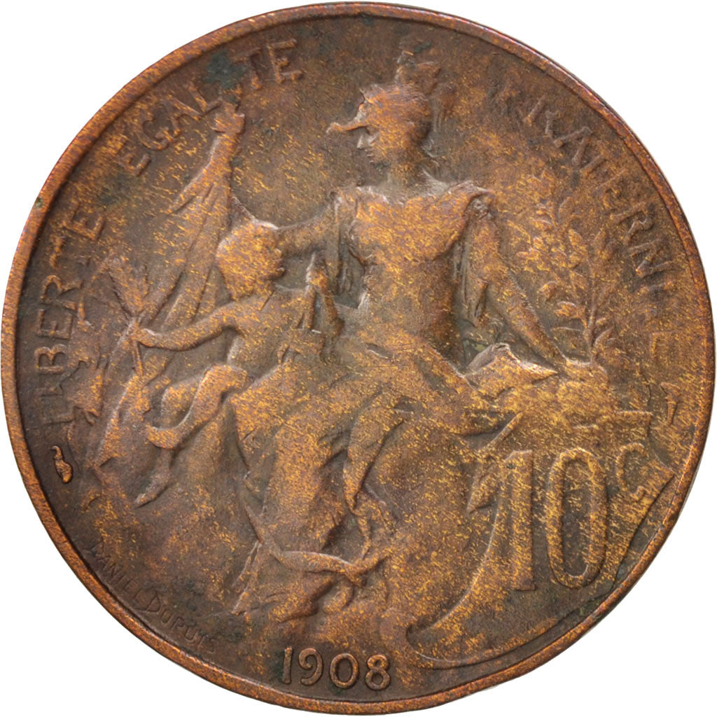 Coin, France, Dupuis, 10 Centimes, 1908, Paris, VF(30-35), Bronze, KM:843