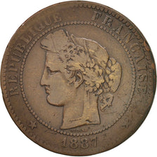 Monnaie, France, Cérès, 10 Centimes, 1887, Paris, B+, Bronze, KM:815.1