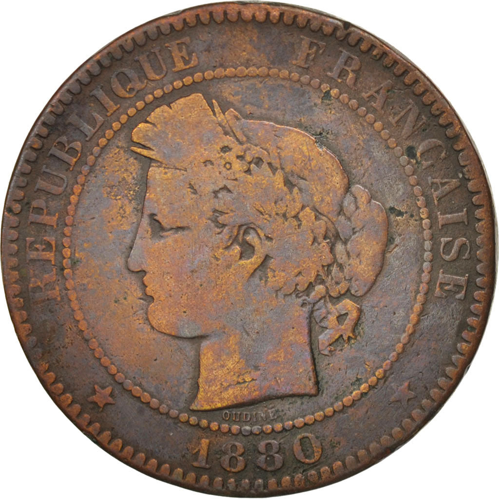 France, Cérès, 10 Centimes, 1880, Paris, F(12-15), Bronze, KM:815.1