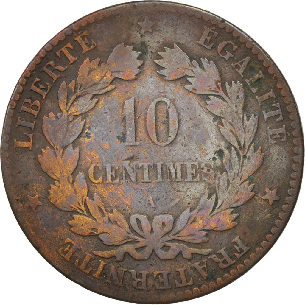 France, Cérès, 10 Centimes, 1880, Paris, F(12-15), Bronze, KM:815.1