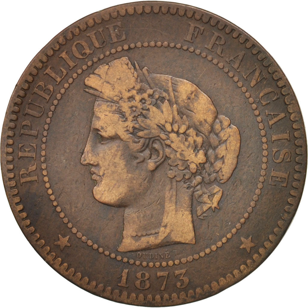 France, Cérès, 10 Centimes, 1873, Bordeaux, VF(20-25), Bronze, KM:815.2
