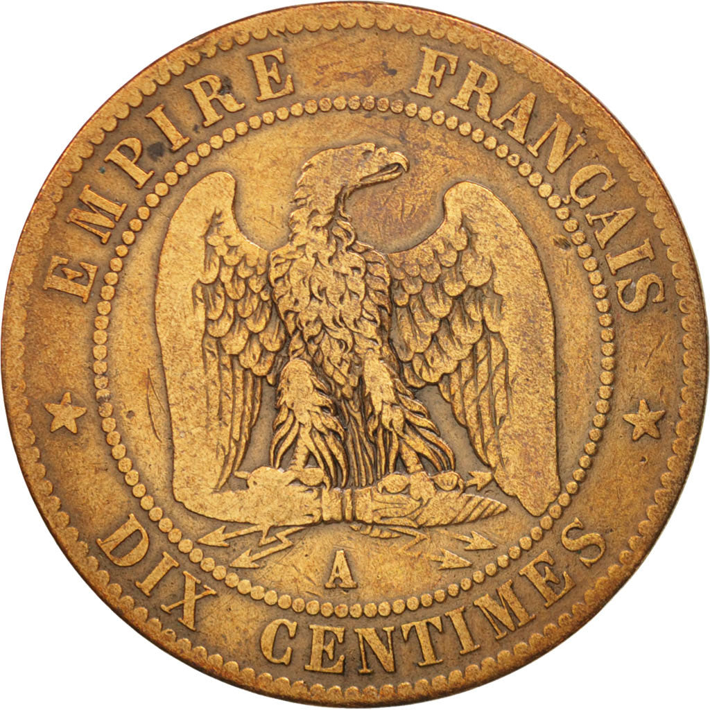 France, Napoleon III,10 Centimes, 1855,Paris,F(12-15),Bronze,KM 771.1