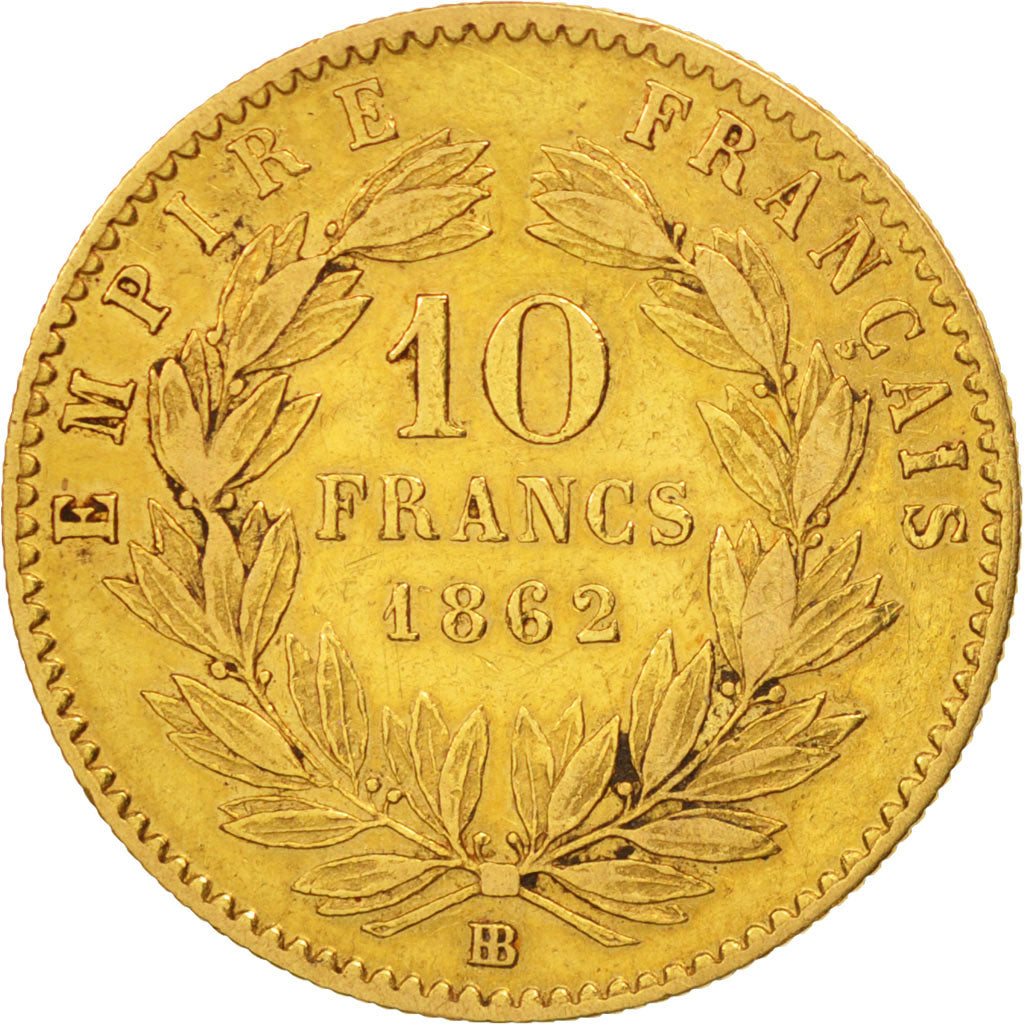 Coin, France, Napoleon III, Napoléon III, 10 Francs, 1862, Strasbourg