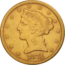 United States, Coronet Head, $5,1871, Carson City, EF(40-45), KM 101
