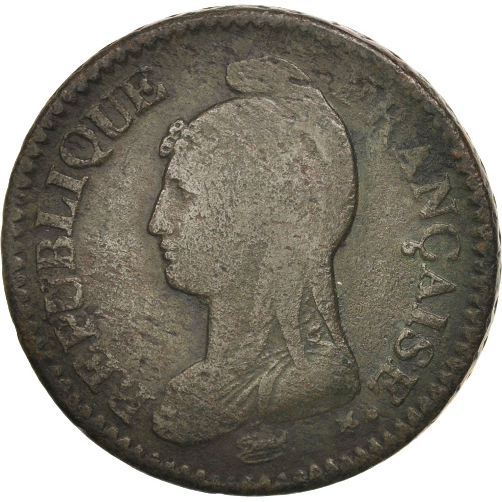Moneda, Francia, Dupré, Decime, 1799, Metz, BC, Bronce, KM:644.2, Gadoury:187a
