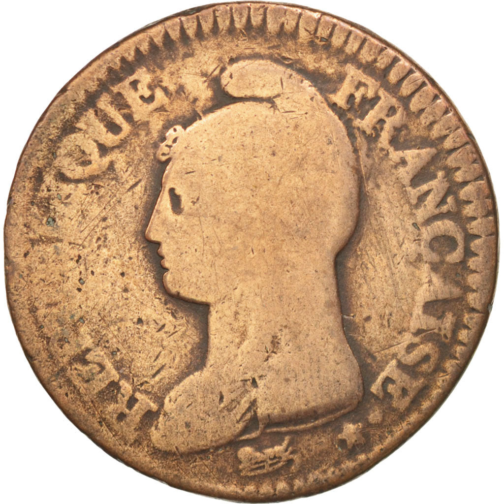 France, Dupré, Decime, 1798, Paris, F(12-15), Bronze, KM:644.1, Gadoury:187