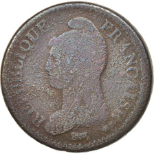 France, Dupré, Decime, 1796, Paris, F(12-15), Bronze, KM:644.1, Gadoury:187