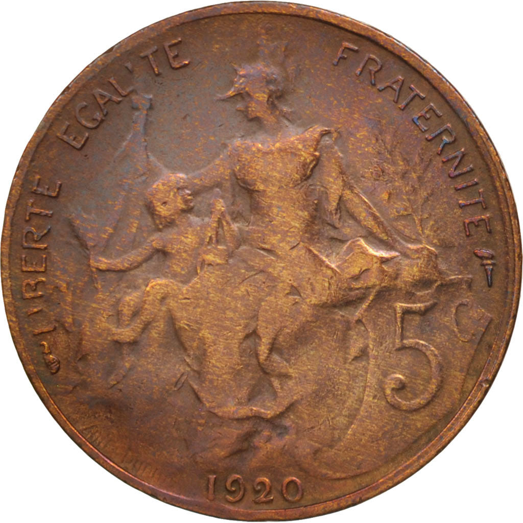 France, Dupuis, 5 Centimes, 1920, Paris, VF(30-35), Bronze, KM:842, Gadoury:165