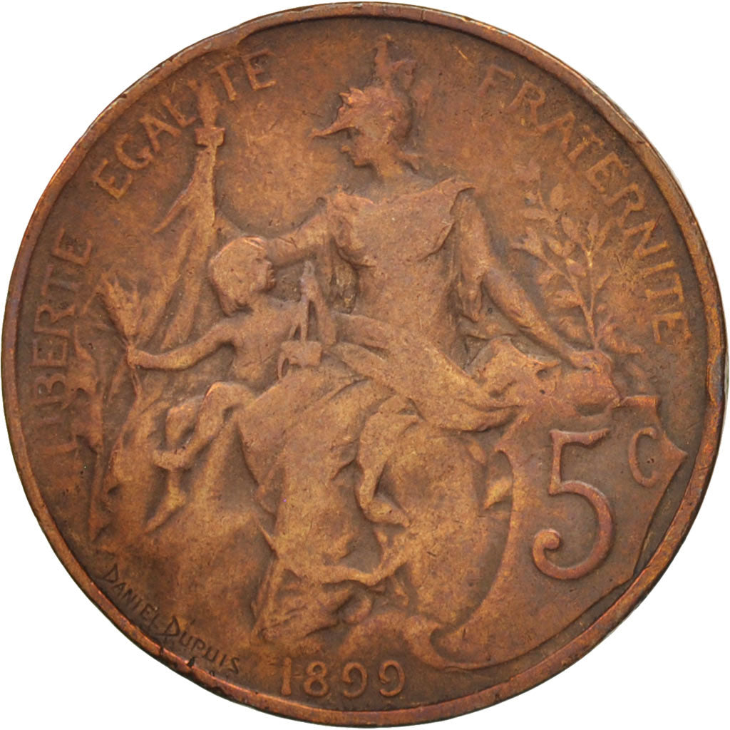 France, Dupuis, 5 Centimes, 1899, Paris, VF(30-35), Bronze, KM:842, Gadoury:165