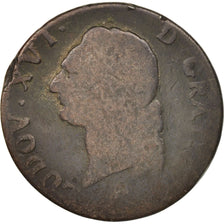 France, Louis XVI, Sol ou sou, Sol, 1783, Lille, B+, Cuivre, KM:578.16