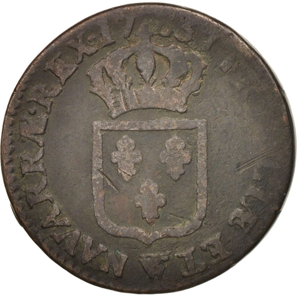 France, Louis XVI, Sol ou sou, Sol, 1783, Lille, B+, Cuivre, KM:578.16