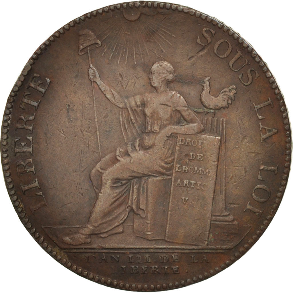 France, 2 Sols, 1791, Birmingham, VF(30-35), Bronze, KM:Tn23