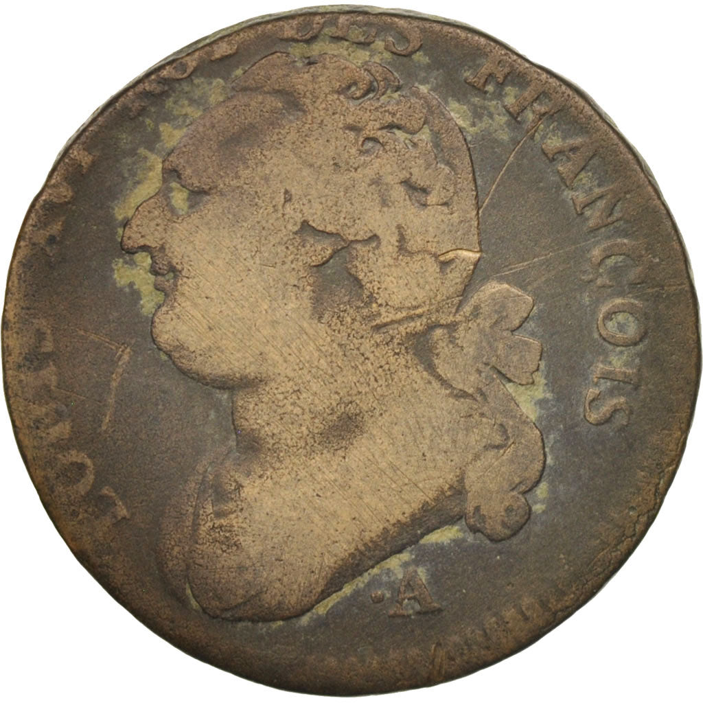 France, 12 deniers françois, 1791, Paris, F(12-15), Bronze, KM 600.1