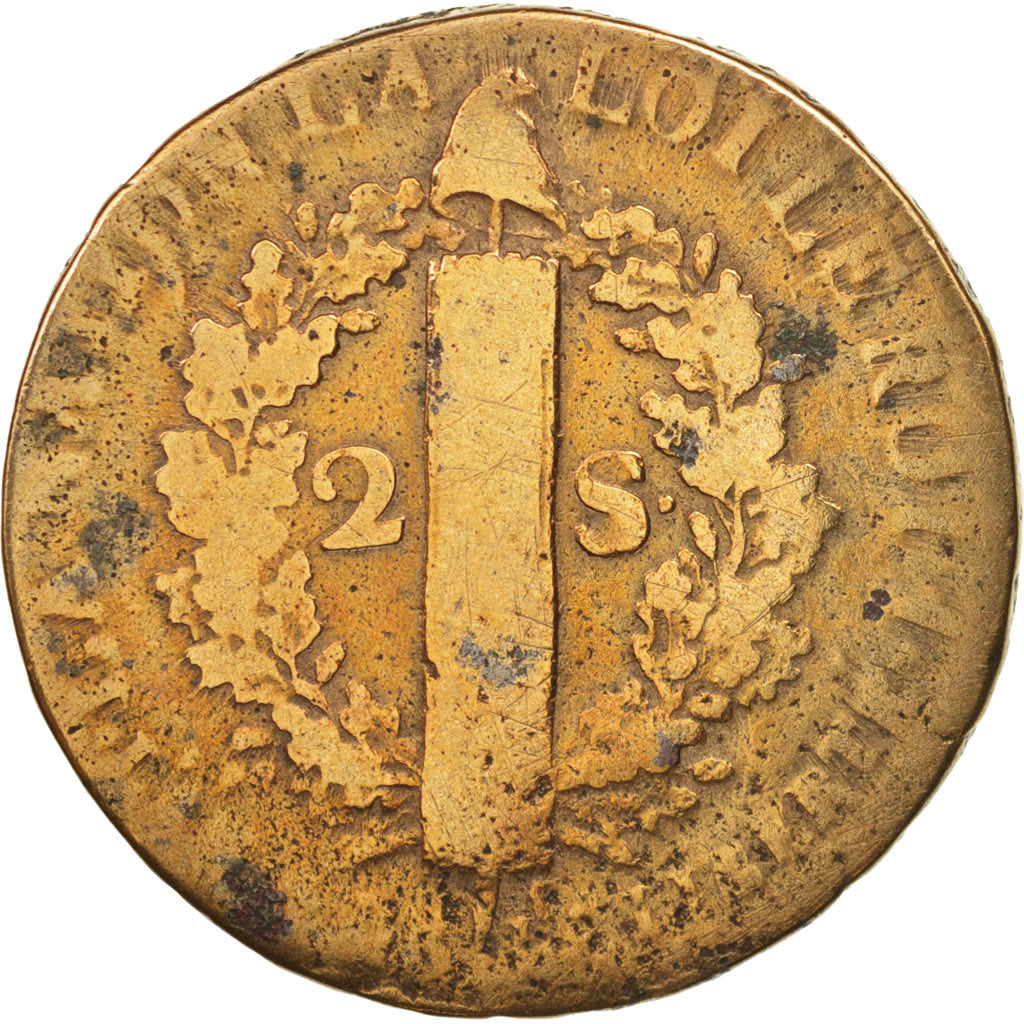 Coin, France, 2 Sols, 1792, Arras, VG(8-10), Bronze, Gadoury:25