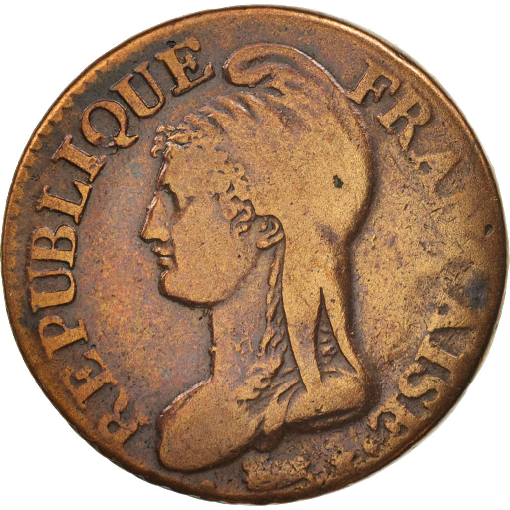 France, Dupré, 5 Centimes, 1796, Paris, VF(30-35), Bronze, KM:640.1