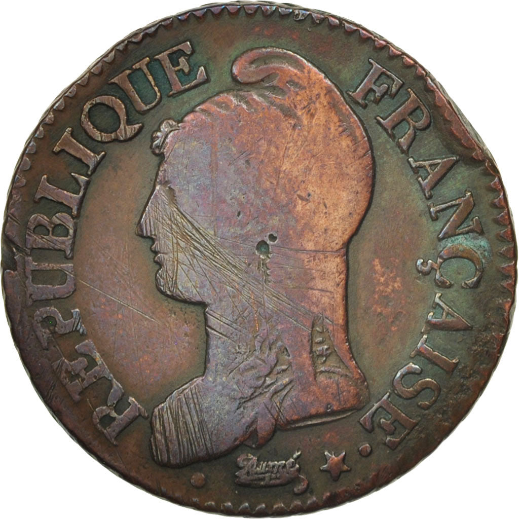 Moneda, Francia, Dupré, 5 Centimes, 1799, Lille, BC+, Bronce, KM:640.11