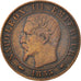 Francia, Napoleon III, 5 Centimes, 1855, Paris, BC+, Bronce, KM 777.1