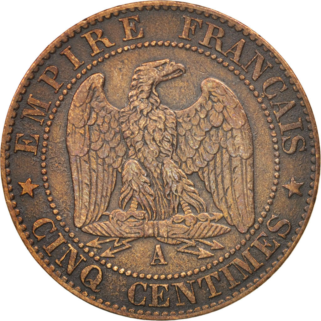 France, Napoleon III, 5 Centimes, 1855, Paris, VF(30-35), KM 777.1