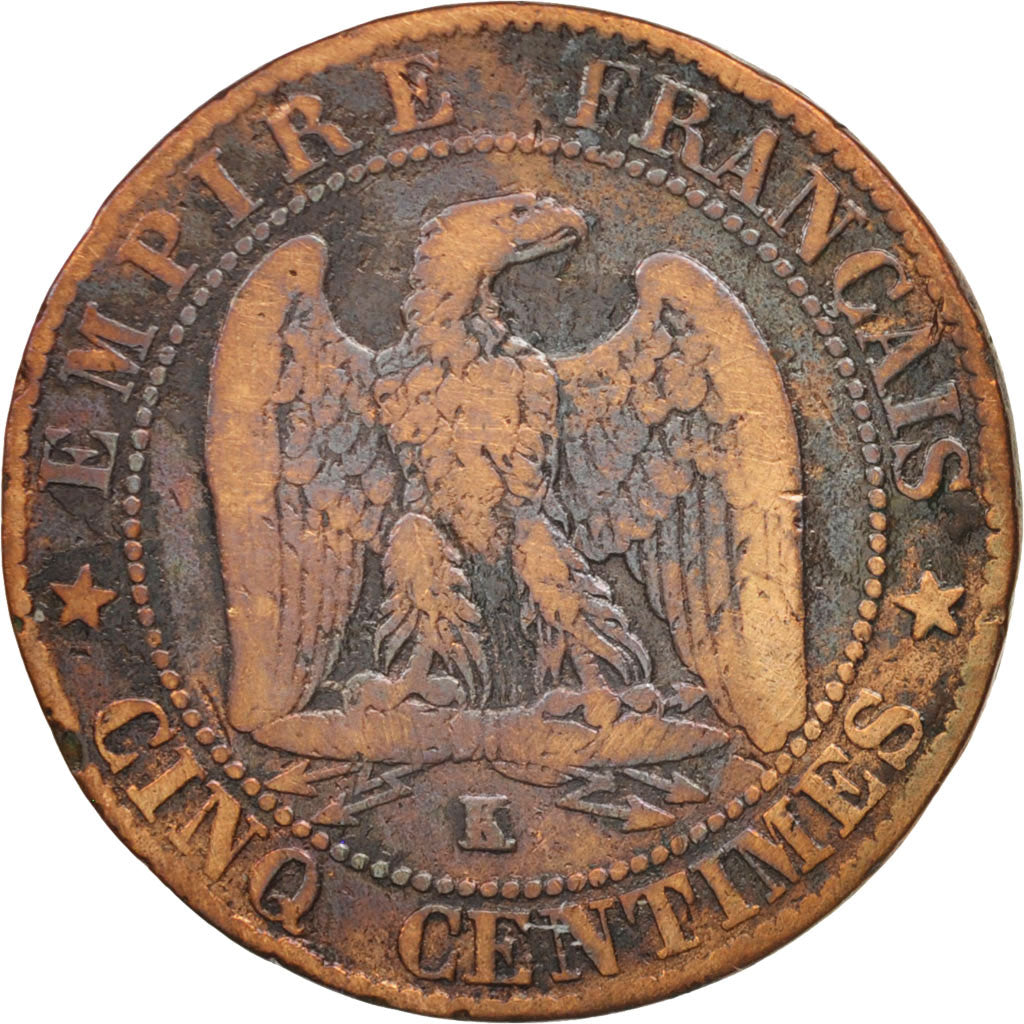 Monnaie, France, Napoleon III, Napoléon III, 5 Centimes, 1864, Bordeaux, TB