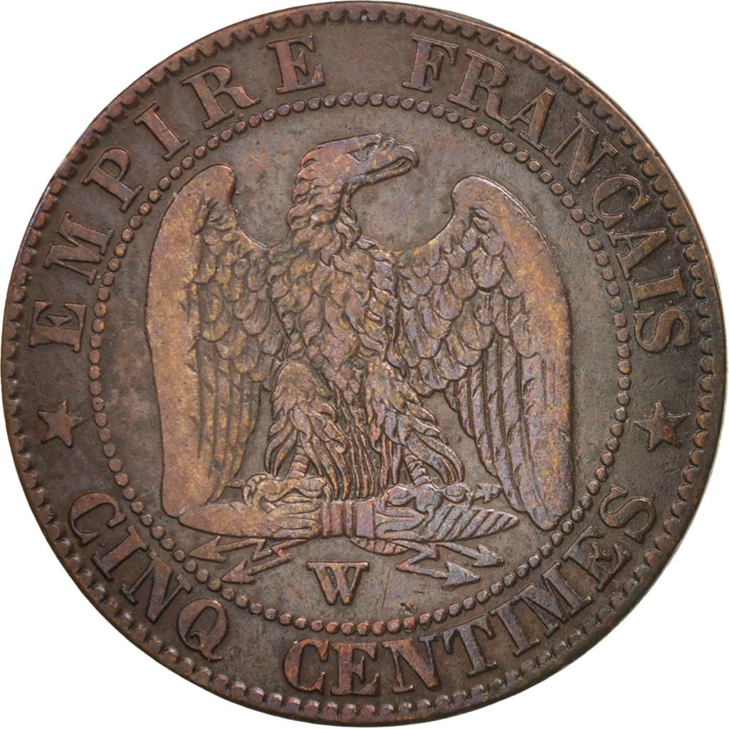 France, Napoleon III, 5 Centimes, 1855, Lille, F(12-15), Bronze, KM 777.7