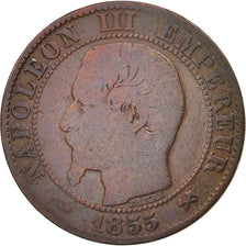 France, Napoleon III, 5 Centimes, 1855, Rouen, B+, Bronze, KM 777.2, Gad 152