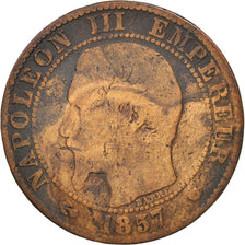 France, Napoleon III, 5 Centimes, 1857, Marseille, F(12-15), KM 777.6