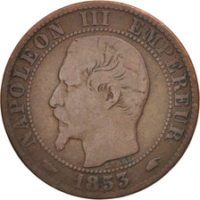 France, Napoleon III, 5 Centimes, 1853, Paris, F(12-15), Bronze, KM 777.1