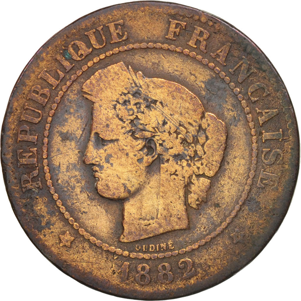 France, Cérès, 5 Centimes, 1882, Paris, VF(20-25), Bronze, KM:821.1
