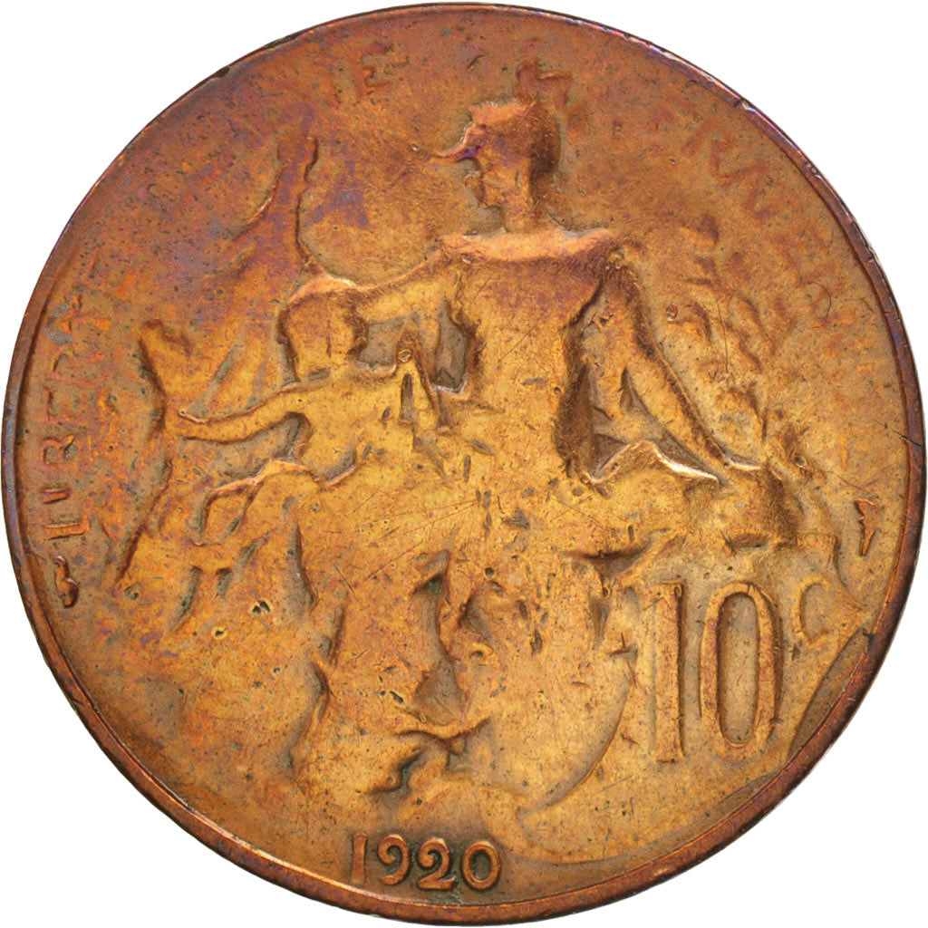 France, Dupuis, 10 Centimes, 1920, Paris, VF(20-25), Bronze, KM:843, Gadoury:277