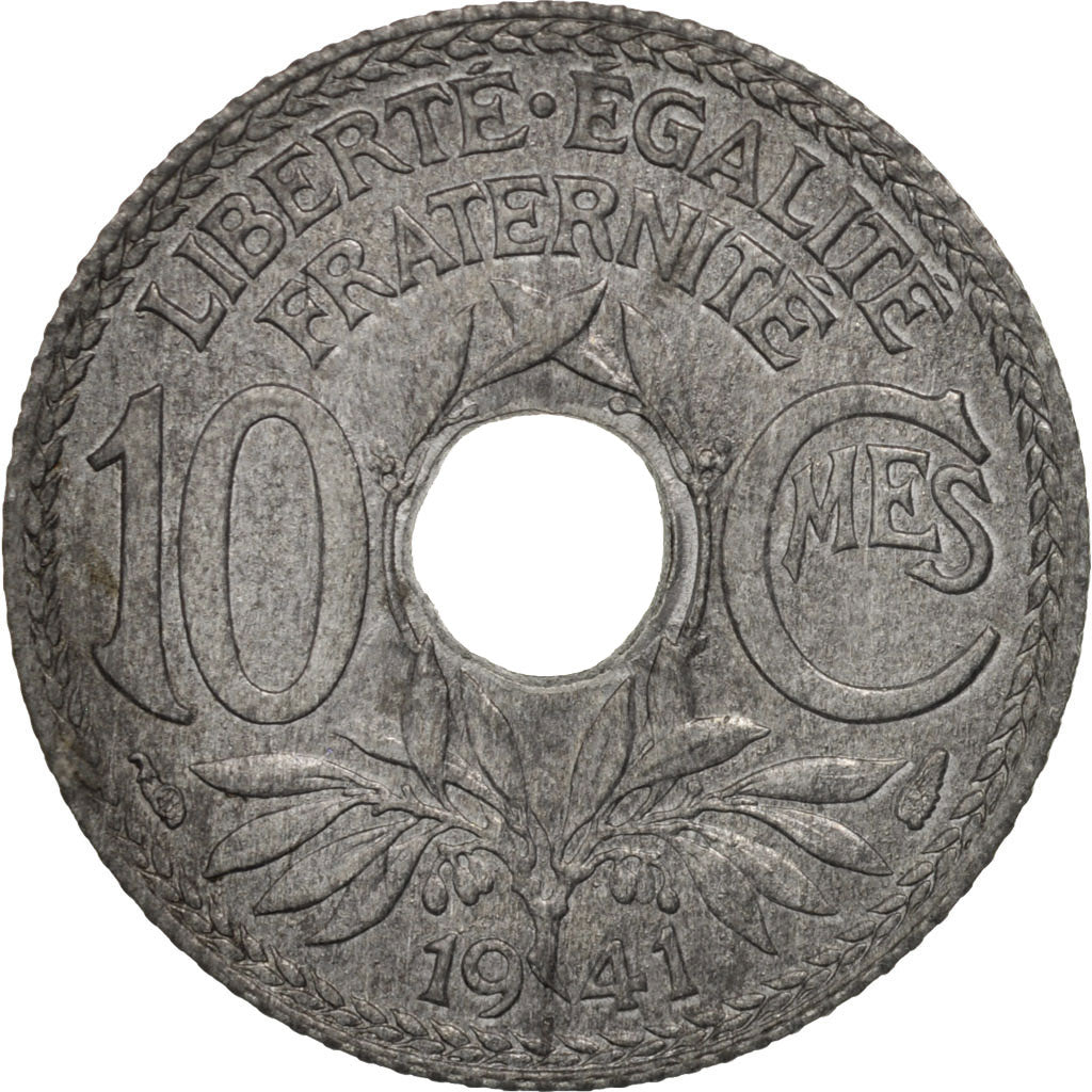 France, 10 Centimes, 1941, EF(40-45), Zinc, KM:895, Gadoury:288
