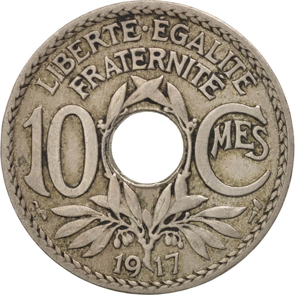 Moneta, Francja, Lindauer, 10 Centimes, 1917, EF(40-45), Miedź-Nikiel, KM:866a