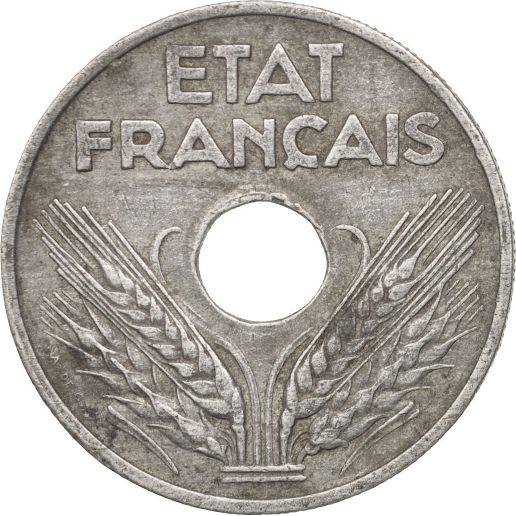 Francia, État français, 20 Centimes, 1942, Paris, BC+, Cinc, KM:900.2