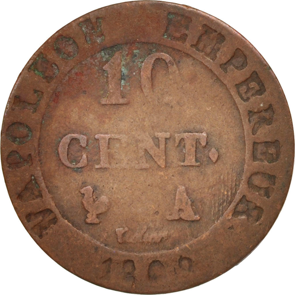France, Napoléon I, 10 Centimes, 1809, Paris, TB, Billon, KM:676.1, Gadoury:190