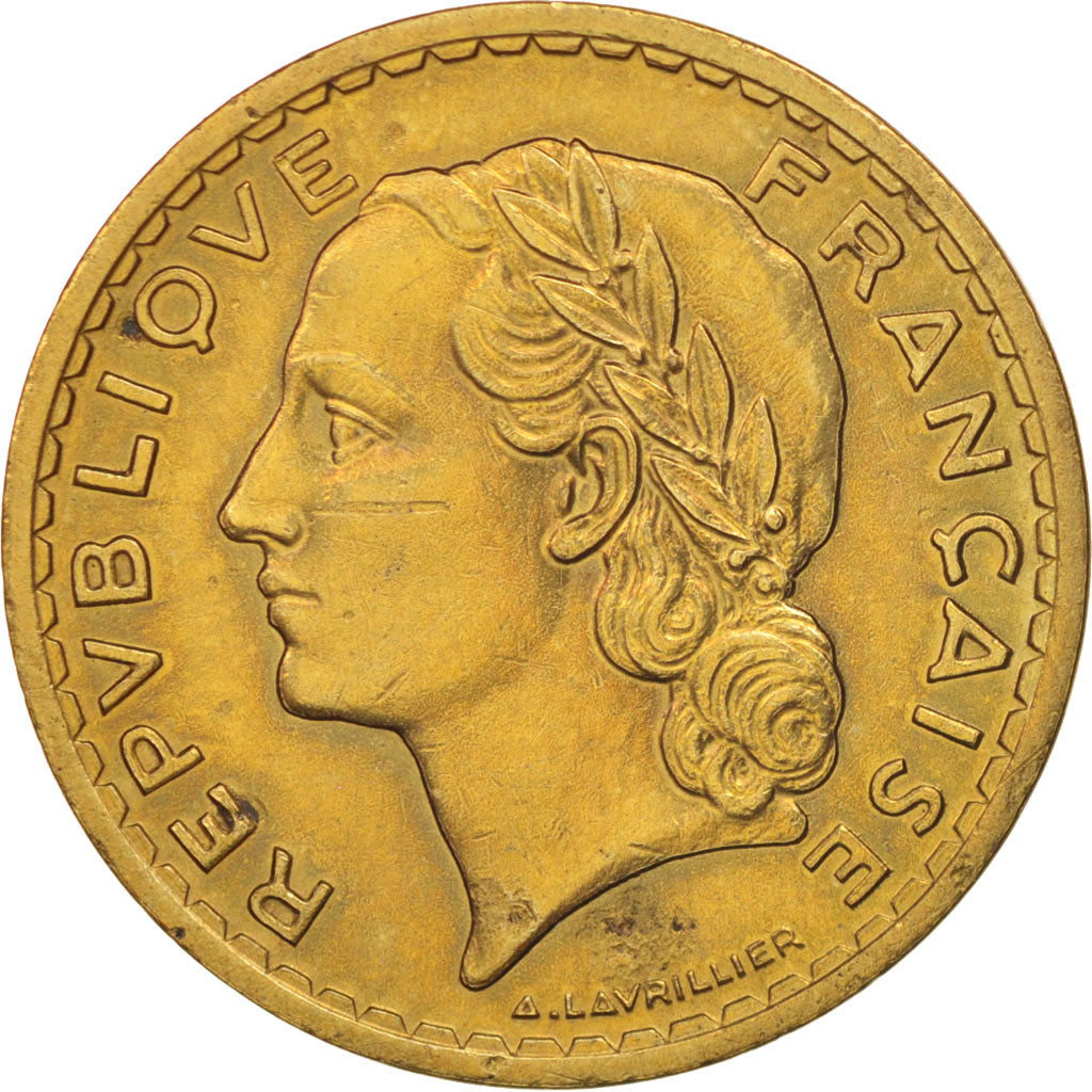 Coin, France, Lavrillier, 5 Francs, 1938, AU(50-53), Aluminum-Bronze, KM:888a.1