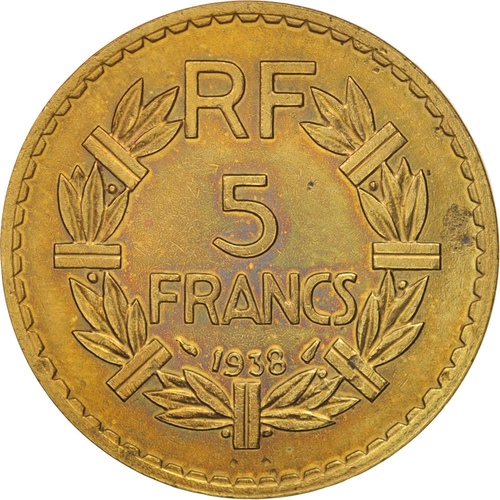Coin, France, Lavrillier, 5 Francs, 1938, AU(50-53), Aluminum-Bronze, KM:888a.1