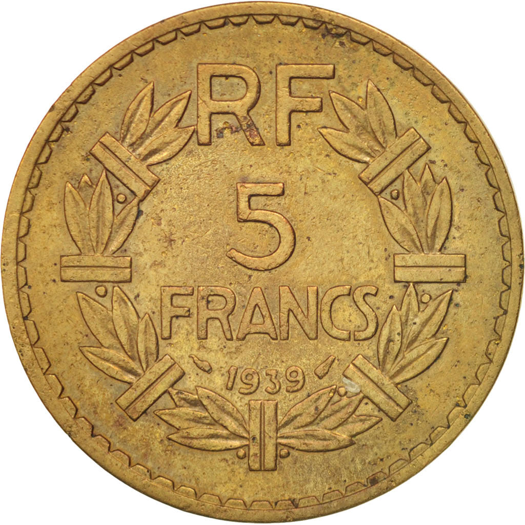 Munten, Frankrijk, Lavrillier, 5 Francs, 1939, ZF, Aluminum-Bronze, KM:888a.1