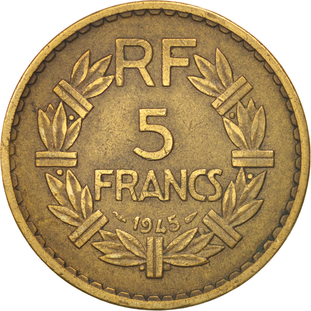 France, Lavrillier, 5 Francs, 1945, VF(30-35), Aluminum-Bronze, KM:888a.2