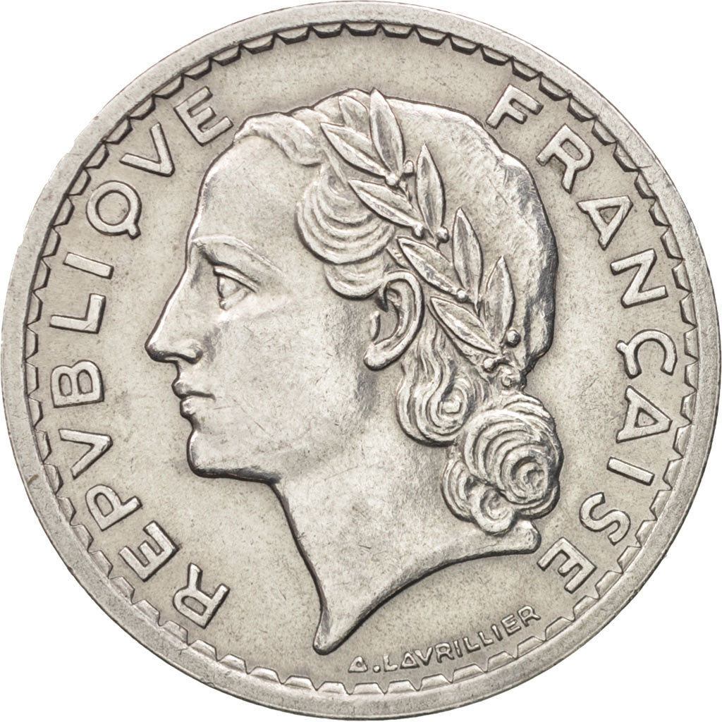 France,Lavrillier,5 Francs,1945,Beaumont - Le Roger,AU(50-53),Aluminum,KM 888b.2