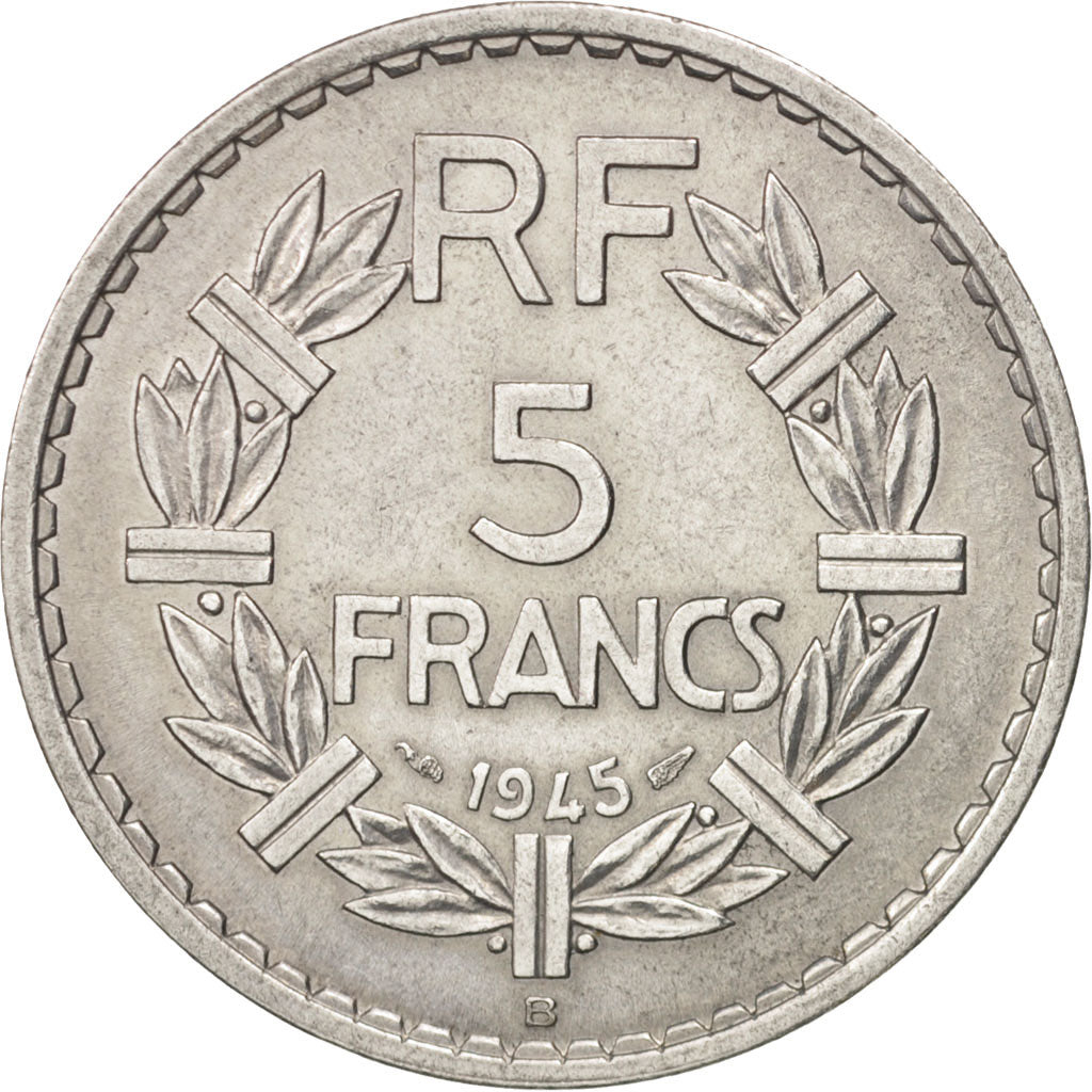 France,Lavrillier,5 Francs,1945,Beaumont - Le Roger,AU(50-53),Aluminum,KM 888b.2