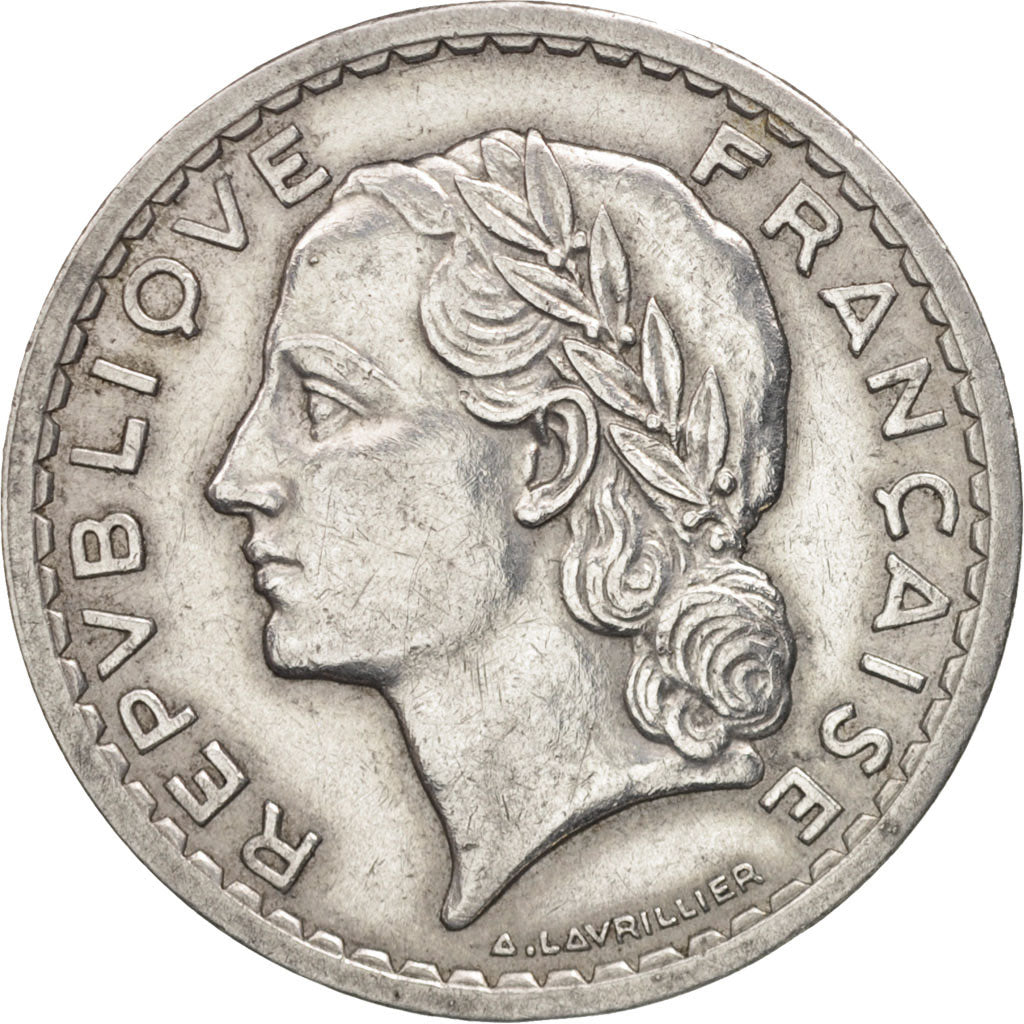 France, Lavrillier, 5 Francs, 1945, Castelsarrasin, EF(40-45),Aluminum,KM 888b.3