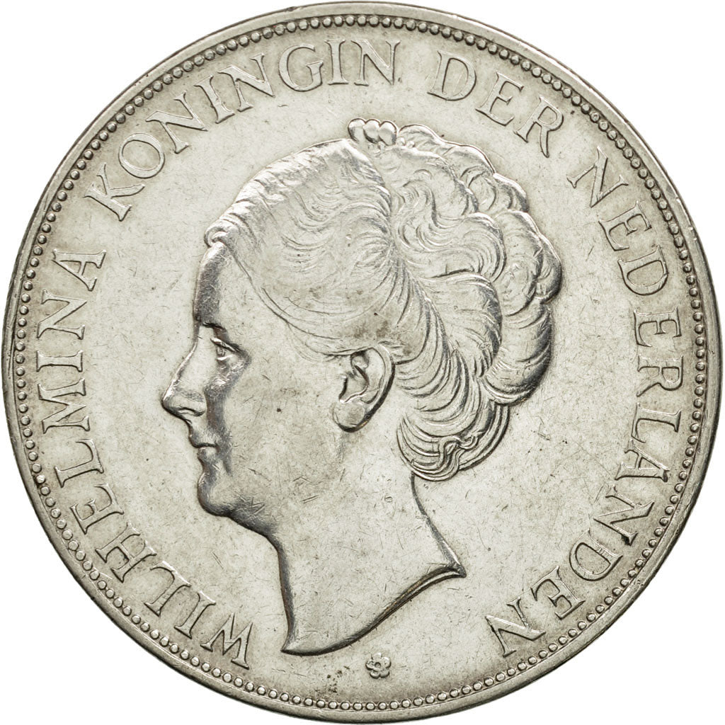 Netherlands, Wilhelmina I, 2-1/2 Gulden, 1938, AU(50-53), Silver, KM:165