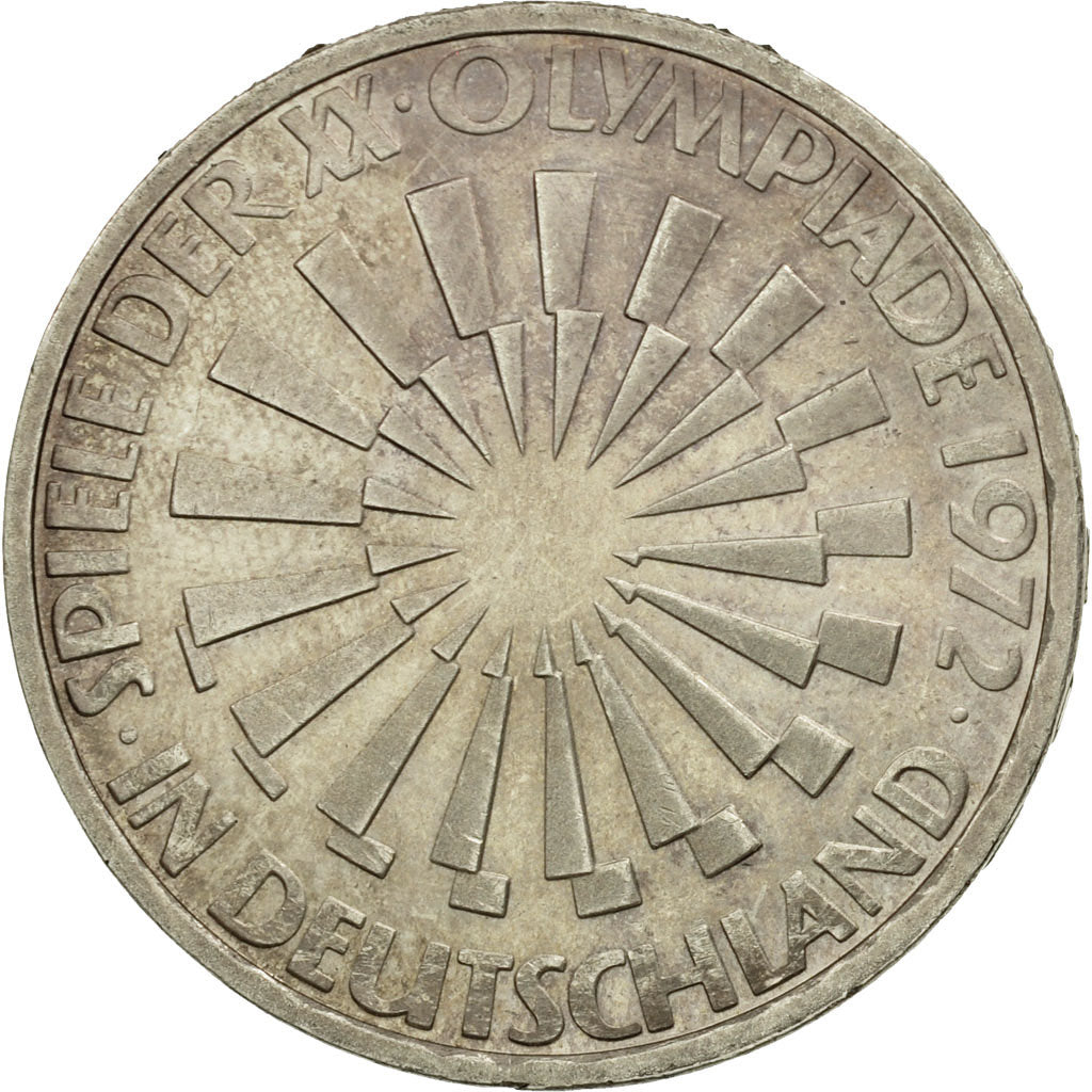 GERMANY - FEDERAL REPUBLIC, 10 Mark, 1972, Stuttgart, AU(50-53), Silver, KM:130