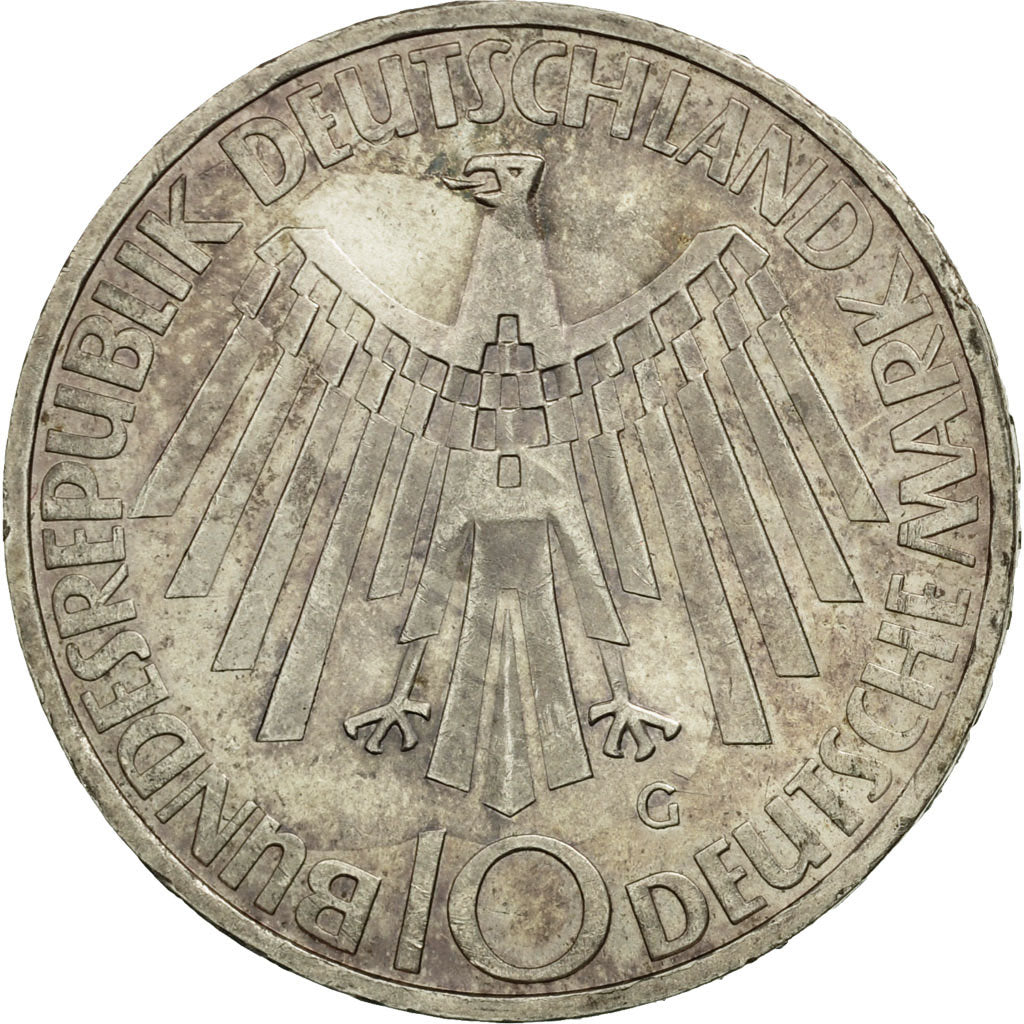 Coin, GERMANY - FEDERAL REPUBLIC, 10 Mark, 1972, Karlsruhe, AU(50-53), Silver