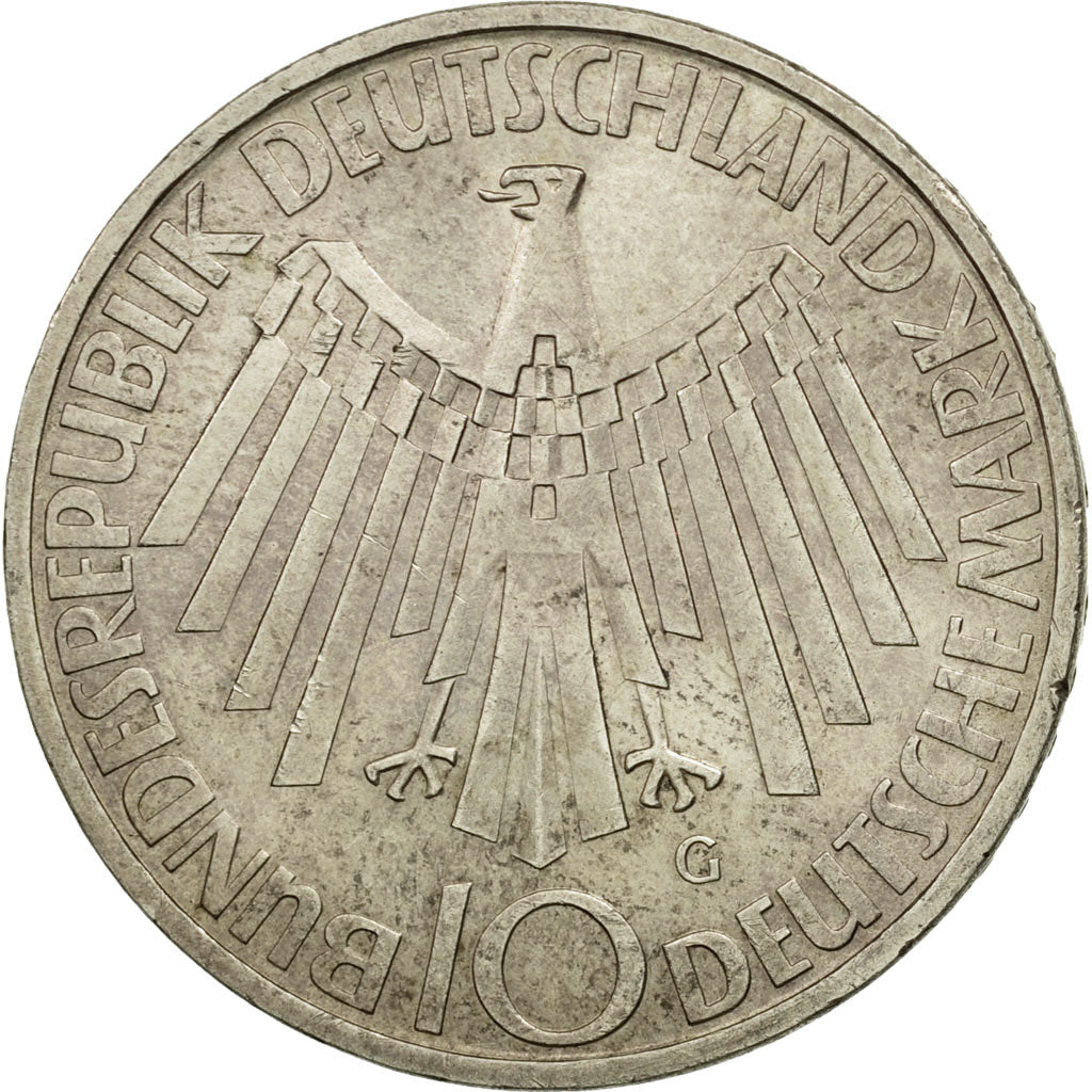Coin, GERMANY - FEDERAL REPUBLIC, 10 Mark, 1972, Karlsruhe, AU(50-53), Silver